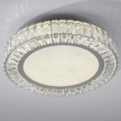 JUST Light LED Deckenleuchte 50cm rund Kristallrand neutralweiß