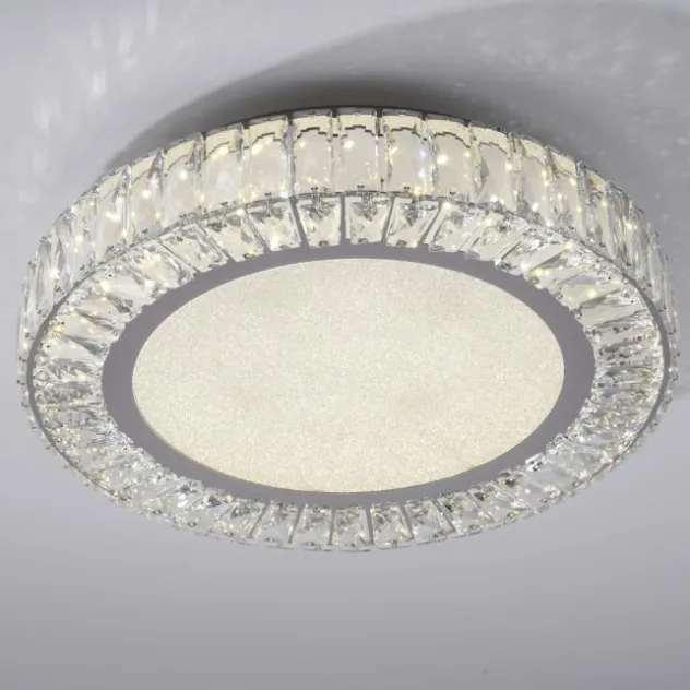 JUST Light LED Deckenleuchte 50cm rund Kristallrand neutralweiß