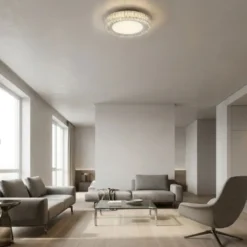 JUST Light LED Deckenleuchte 50cm rund Kristallrand neutralweiß