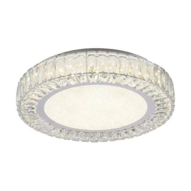 JUST Light LED Deckenleuchte 50cm rund Kristallrand neutralweiß