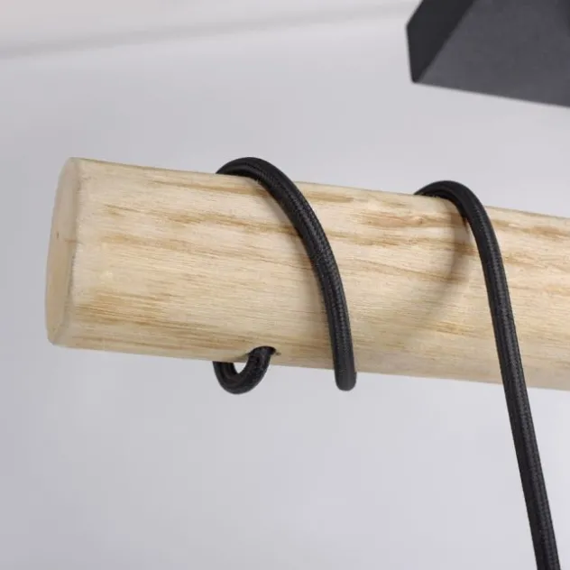 JUST LIGHT LED Deckenleuchte Echtholz GERDA TRIBU 2-flammig Stoffschirm Landhaus