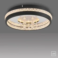 JUST LIGHT LED Kristall Deckenleuchte HANNI, schwarz,