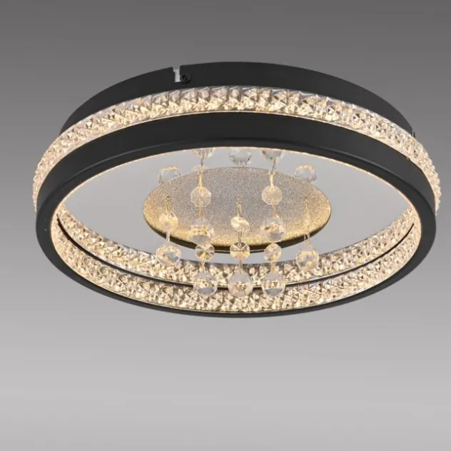 JUST LIGHT LED Kristall Deckenleuchte HANNI, schwarz,