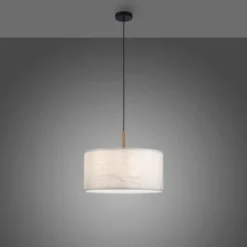 JUST LIGHT LED Pendelleuchte weiß GERDA SOFIE Holzoptik 1-flammig