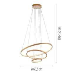 JUST LIGHT LED Pendelleuchte CERCHI gold 3 Ringe 3000K