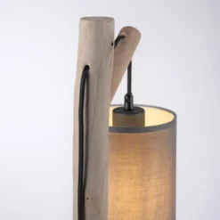 JUST LIGHT LED Tischleuchte Echtholz GERDA TRIBU 1-flammig Stoffschirm
