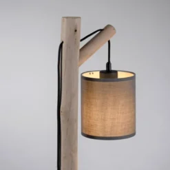 JUST LIGHT LED Tischleuchte Echtholz GERDA TRIBU 1-flammig Stoffschirm