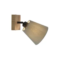 JUST LIGHT LED Wandleuchte GERDA MICHEL Holz natur 1-flammig Stoffschirm