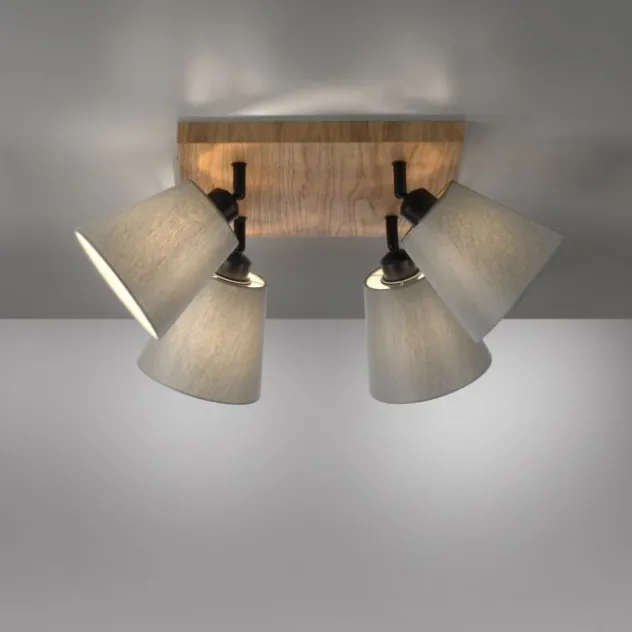 JUST LIGHT LED Wandleuchte GERDA MICHEL Holz natur 4-flammig quadratidsch