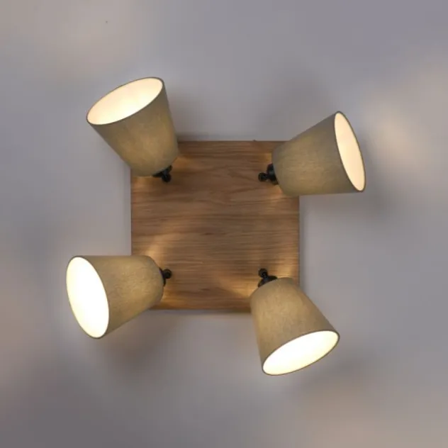 JUST LIGHT LED Wandleuchte GERDA MICHEL Holz natur 4-flammig quadratidsch