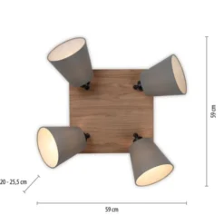 JUST LIGHT LED Wandleuchte GERDA MICHEL Holz natur 4-flammig quadratidsch
