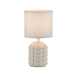 JUST LIGHT Tischleuchte BLOOP beige Stoffschirm weiß einflammig