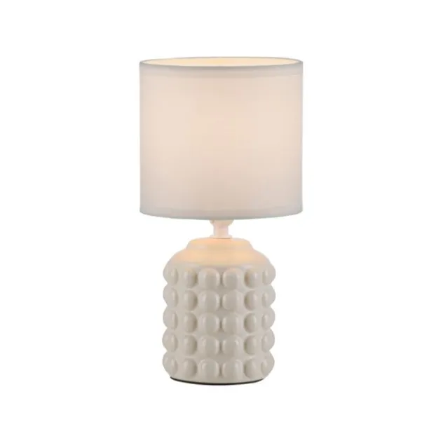 JUST LIGHT Tischleuchte BLOOP beige Stoffschirm weiß einflammig