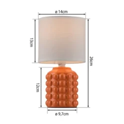 JUST LIGHT Tischleuchte BLOOP orange Stoffschirm weiß einflammig