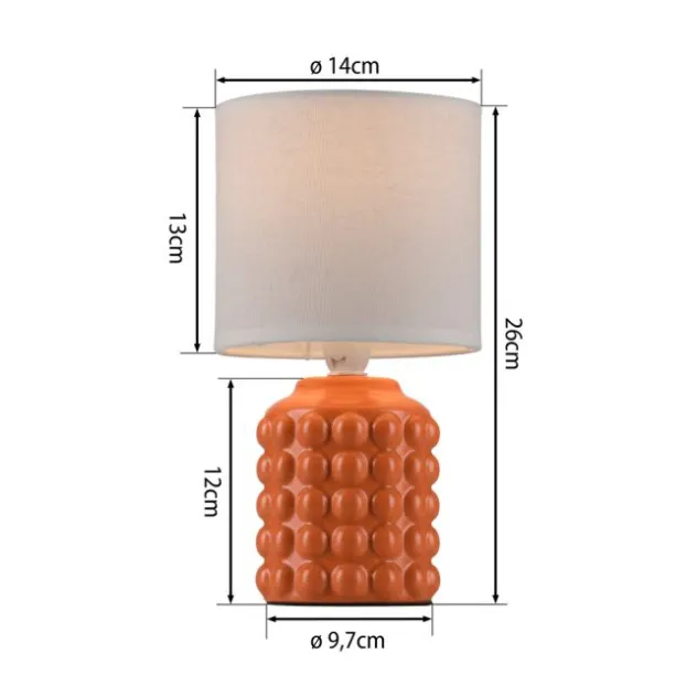 JUST LIGHT Tischleuchte BLOOP orange Stoffschirm weiß einflammig
