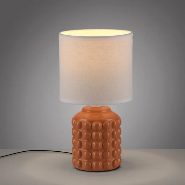 JUST LIGHT Tischleuchte BLOOP orange Stoffschirm weiß einflammig