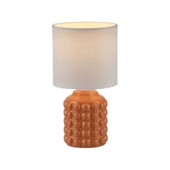JUST LIGHT Tischleuchte BLOOP orange Stoffschirm weiß einflammig