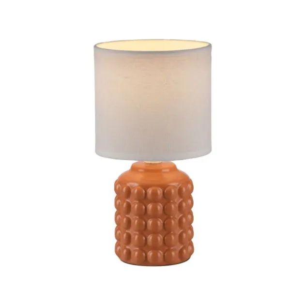 JUST LIGHT Tischleuchte BLOOP orange Stoffschirm weiß einflammig