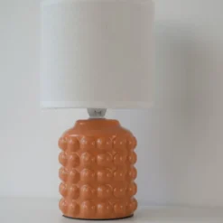 JUST LIGHT Tischleuchte BLOOP orange Stoffschirm weiß einflammig