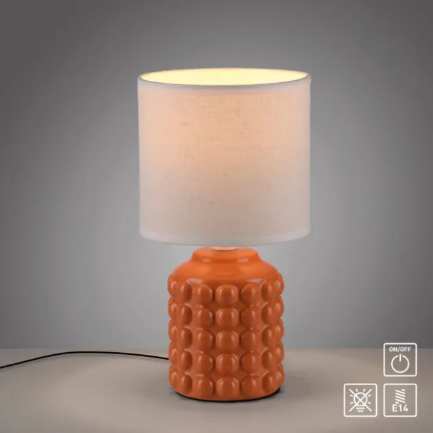 JUST LIGHT Tischleuchte BLOOP orange Stoffschirm weiß einflammig