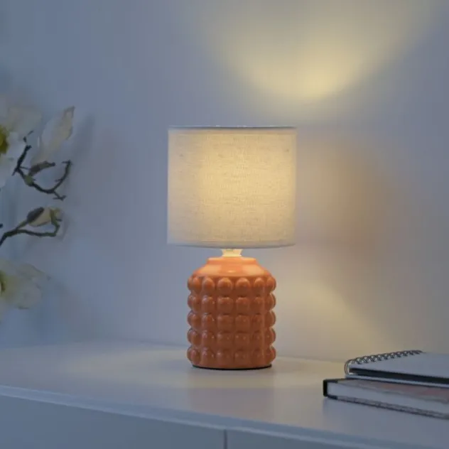 JUST LIGHT Tischleuchte BLOOP orange Stoffschirm weiß einflammig