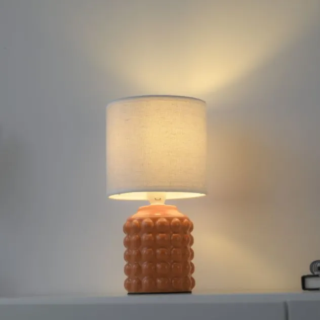 JUST LIGHT Tischleuchte BLOOP orange Stoffschirm weiß einflammig