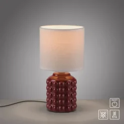 JUST LIGHT Tischleuchte BLOOP rot Stoffschirm weiß einflammig