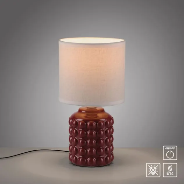 JUST LIGHT Tischleuchte BLOOP rot Stoffschirm weiß einflammig
