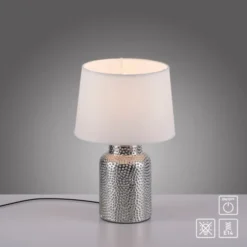 JUST LIGHT Tischleuchte ESME chrom Lampenschirm weiß einflammig