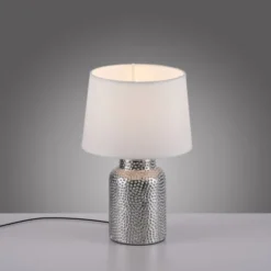 JUST LIGHT Tischleuchte ESME chrom Lampenschirm weiß einflammig