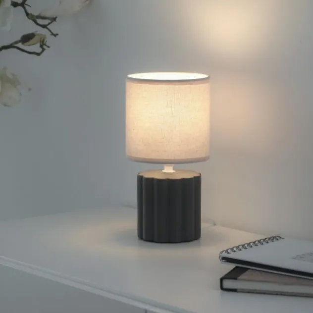 JUST LIGHT Tischleuchte LINX, grau einflammig E14