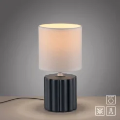 JUST LIGHT Tischleuchte LINX, grau einflammig E14