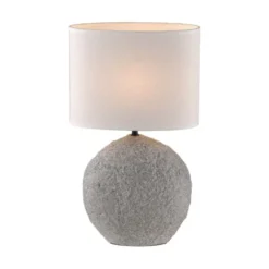 JUST LIGHT Tischleuchte LIVA, grau Stoffschirm E14