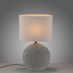 JUST LIGHT Tischleuchte LIVA, grau Stoffschirm E14