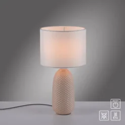 JUST LIGHT Tischleuchte PINE sand Lampenschirm weiß einflammig