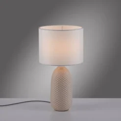 JUST LIGHT Tischleuchte PINE sand Lampenschirm weiß einflammig