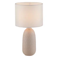 JUST LIGHT Tischleuchte PINE sand Lampenschirm weiß einflammig