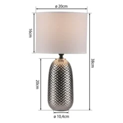 JUST LIGHT Tischleuchte PINE chrom Lampenschirm weiß einflammig