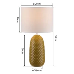 JUST LIGHT Tischleuchte PINE currygelb Lampenschirm weiß einflammig