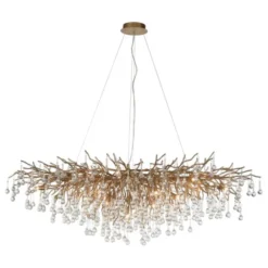 Kronleuchter, Messing Optik, 400 Glasanhänger, elegant, Design