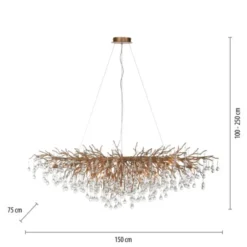 Kronleuchter, Messing Optik, 400 Glasanhänger, elegant, Design