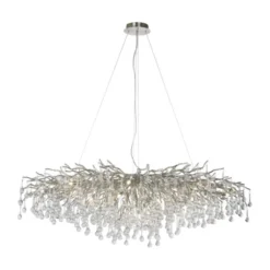 Kronleuchter, silber, elegant, Design, IP20, 400 Glasanhänger