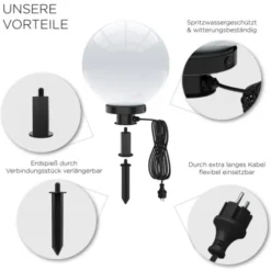 Kugelleuchte, Ø 30 cm, IP 44, Gartenleuchten, Opalweiß