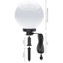 Kugelleuchten, 2er-Set, Ø 30cm, Opalweiß, IP44, Gartenleuchte