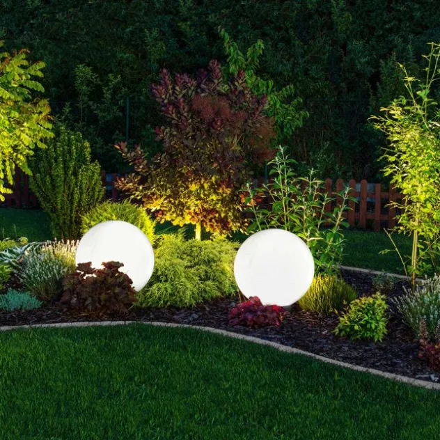 Kugelleuchten, 2er-Set, Ø 30cm, Opalweiß, IP44, Gartenleuchte