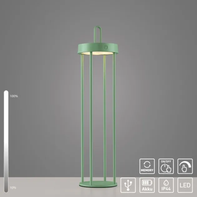 LED Akkulampe Tischleuchte grün 50cm Touchdimmer IP44 Gartenleuchte
