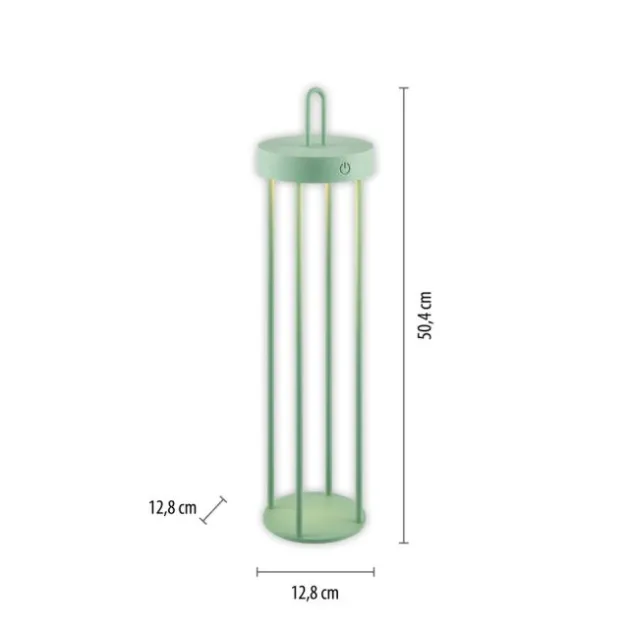LED Akkulampe Tischleuchte grün 50cm Touchdimmer IP44 Gartenleuchte