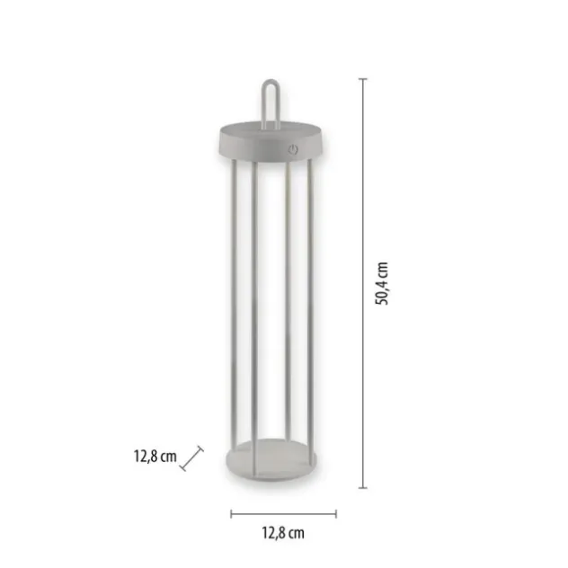 LED Akkulampe Tischleuchte greige 50cm Touchdimmer IP44 Gartenleuchte