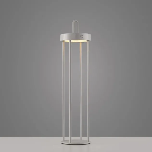 LED Akkulampe Tischleuchte greige 50cm Touchdimmer IP44 Gartenleuchte