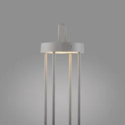 LED Akkulampe Tischleuchte greige 50cm Touchdimmer IP44 Gartenleuchte